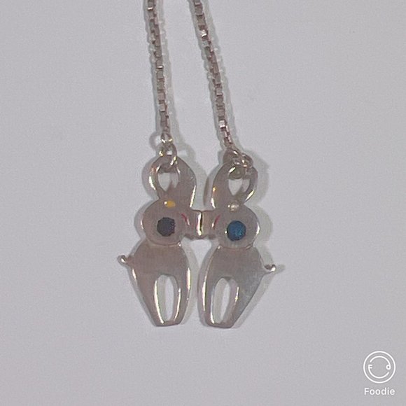 VINTAGE Lucky Kissing Elephants Necklace 925 Silver - Chain 17" Inch Included - Picture 9 of 12